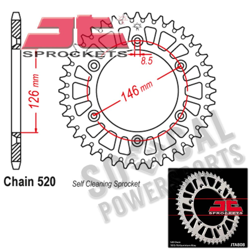 JT Sprockets - JT Sprockets Aluminum Rear Sprocket - 52T - JTA808.52