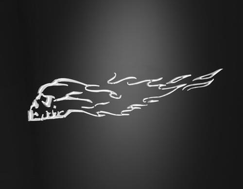 Highway Hawk - Highway Hawk 3-D Sticker - Burning Skull - 28.5 x 7cm - HH-51-39852