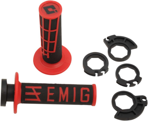 ODI - ODI Emig Racing ODI V2 Lock-On Grips - Black/Red - H36EMBR