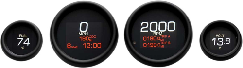 Dakota Digital - Dakota Digital MLX Series 4 Gauges Set - Black - MLX-8404-K