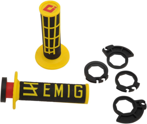 ODI - ODI Emig Racing ODI V2 Lock-On Grips - Black/Yellow - H36EMBY