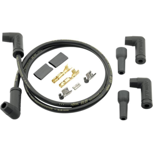 Accel - Accel Universal 8.8mm Plug Wire Kit - Single-Plug, Straight Ends - Black - 173085K