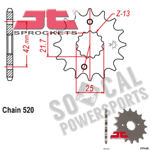 JT Sprockets - JT Sprockets Steel Front Sprocket - 13T - JTF436.13