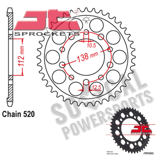 JT Sprockets - JT Sprockets Steel Rear Sprocket - 43T - JTR1303.43