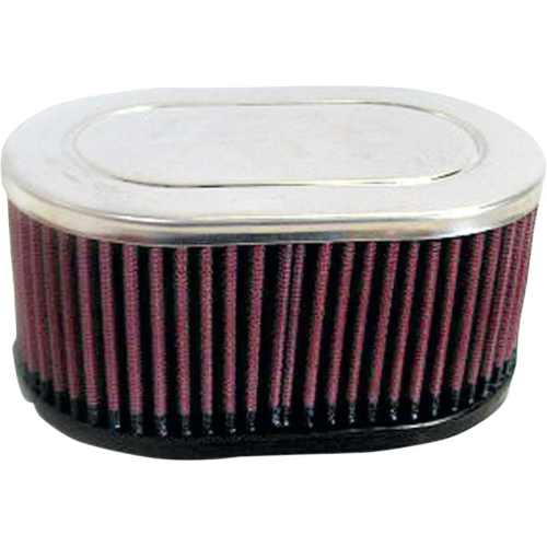 K&N Engineering - K&N Engineering Clamp-On Custom Dual Flange Oval Air Filter - Chrome End Cap - RC-3510