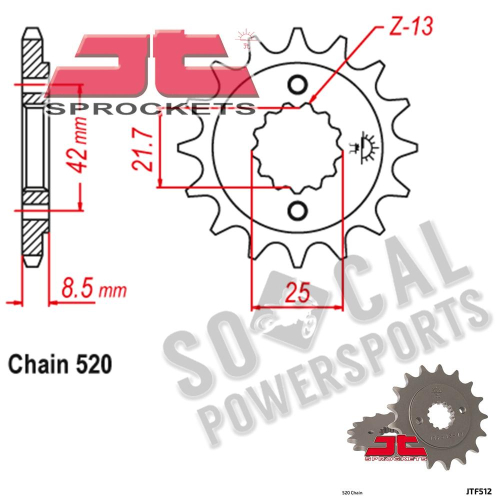 JT Sprockets - JT Sprockets Steel Front Sprocket - 16T - JTF512.16