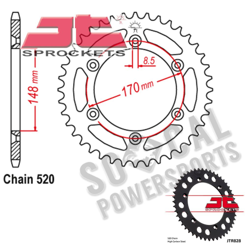 JT Sprockets - JT Sprockets Steel Rear Sprocket - 42T - JTR828.42