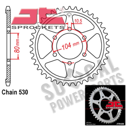 JT Sprockets - JT Sprockets Steel Rear Sprocket - 44T - JTR488.44