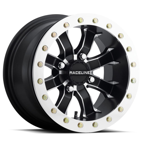 Raceline - Raceline Mamba Beadlock Wheel - 12x7 - 5+2 Offset - 4/110 - Black/Polished - A7127011-52