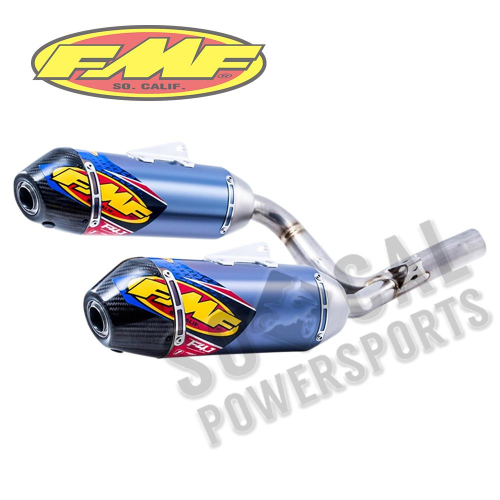 FMF Racing - FMF Racing Factory 4.1 RCT Dual Slip-Ons - Blue Anodized Titanium Muffler - Carbon Fiber End Cap - 041550