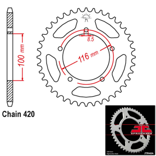 JT Sprockets - JT Sprockets Steel Rear Sprocket - 44T - JTR464.44