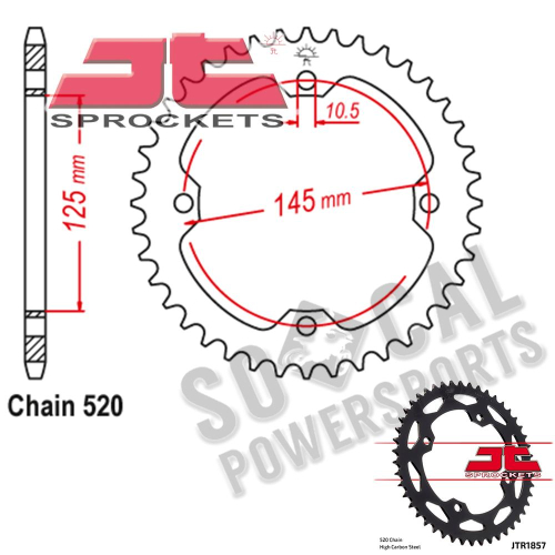 JT Sprockets - JT Sprockets Steel Rear Sprocket - 42T - JTR1857.42