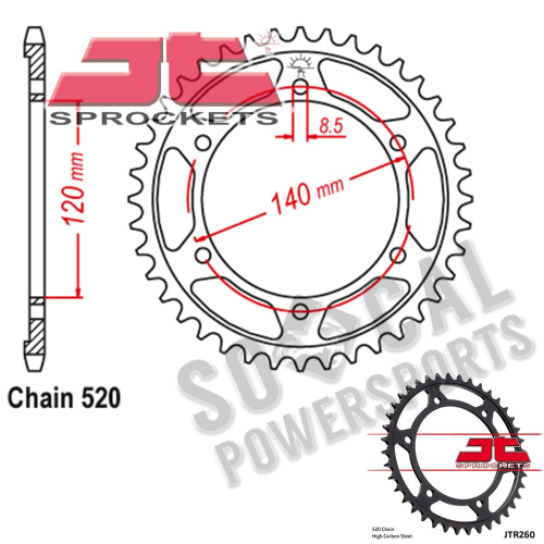 JT Sprockets - JT Sprockets Steel Rear Sprocket - 38T - JTR260.38