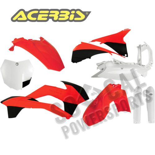 Acerbis - Acerbis Full Plastic Kit - Orange/White - 2403104893