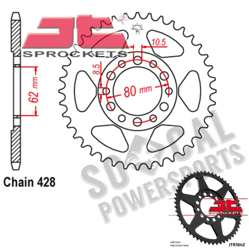 JT Sprockets - JT Sprockets Steel Rear Sprocket - 42T - JTR1842.42