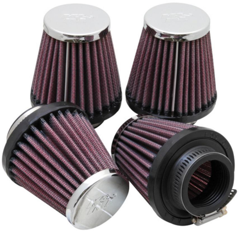 K&N Engineering - K&N Engineering Clamp-On Custom Oval Tapered Air Filter - Chrome End Cap - RC-2314