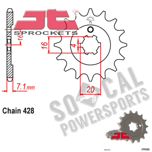 JT Sprockets - JT Sprockets Steel Front Sprocket - 13T - JTF555.13