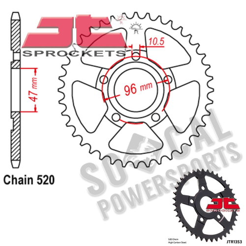 JT Sprockets - JT Sprockets Steel Rear Sprocket - 35T - JTR1353.35