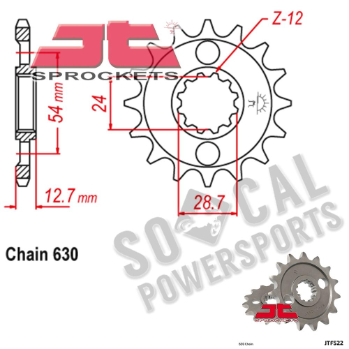 JT Sprockets - JT Sprockets Steel Front Sprocket - 16T - JTF522.16