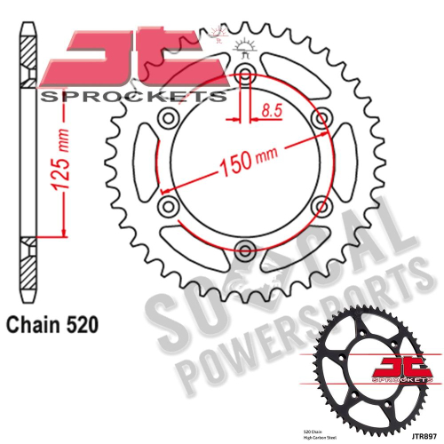 JT Sprockets - JT Sprockets Steel Rear Sprocket - 42T - JTR897.42