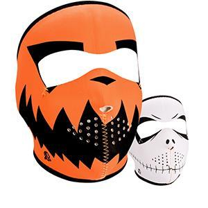 Zan Headgear - Zan Headgear Full Face Reversible Neoprene Mask - WNFM096 - Skelly/Pumpkin - OSFM