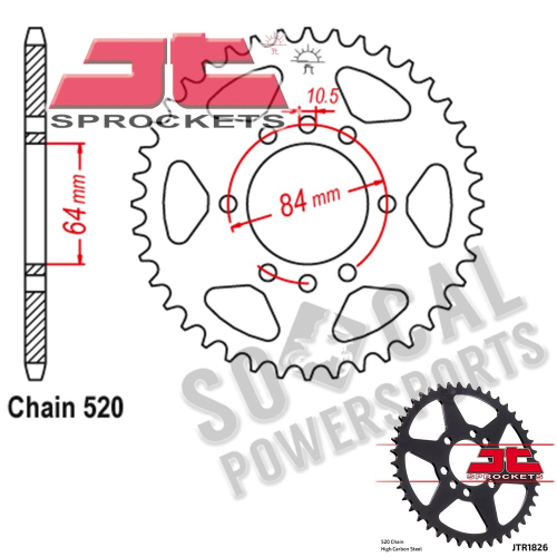 JT Sprockets - JT Sprockets Steel Rear Sprocket - 42T - JTR1826.42