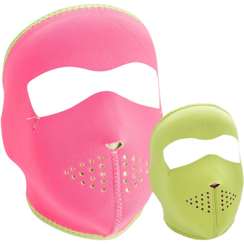 Zan Headgear - Zan Headgear Full Face Mask - WNFM401 - Pink/Lime Green - OSFM