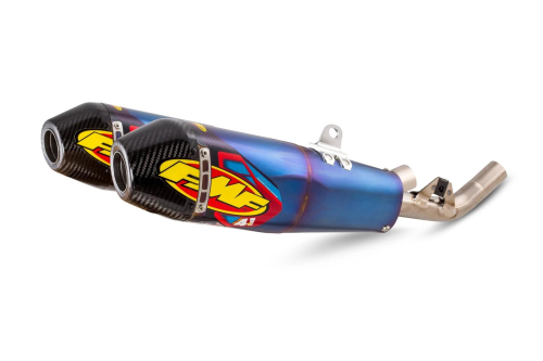 FMF Racing - FMF Racing Factory 4.1 RCT Dual Slip-Ons - Blue Titanium Mufflers - Carbon End Caps - 041589