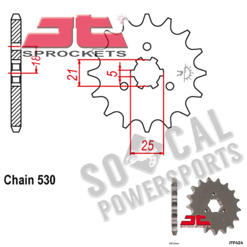 JT Sprockets - JT Sprockets Steel Front Sprocket - 17T - JTF424.17