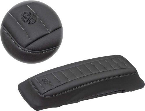 Mustang - Mustang Saddlebag Lid Cover - Deluxe Black/Gray - 77637GM