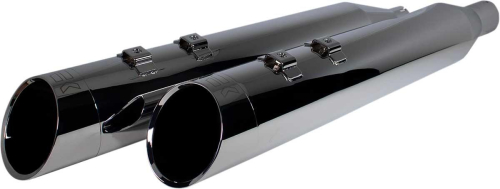 Khrome Werks - Khrome Werks 4.50in. Hp-Plus Slip-On Mufflers - Chrome Edge Billet End Caps - 202665