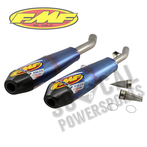 FMF Racing - FMF Racing Factory 4.1 RCT Dual Slip-Ons - Blue Anodized Titanium Muffler - Carbon Fiber End Cap - 041575