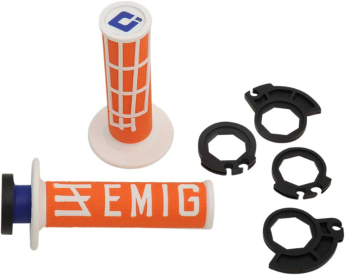 ODI - ODI Emig Racing ODI V2 Lock-On Grips - Orange/White - H36EMOW