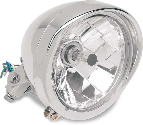 Drag Specialties - Drag Specialties Diamond-Style Bottom-Mount 5 3/4in Headlight Assembly - Visor Bezel - Clear Lens - 20-0444