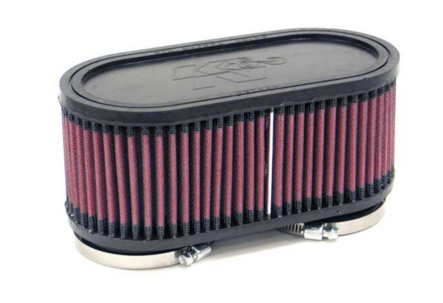 K&N Engineering - K&N Engineering Clamp-On Custom Dual Flange Oval Air Filter - Rubber End Cap - RU-2970