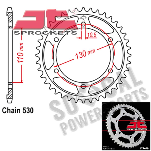 JT Sprockets - JT Sprockets Steel Rear Sprocket - 44T - JTR479.44