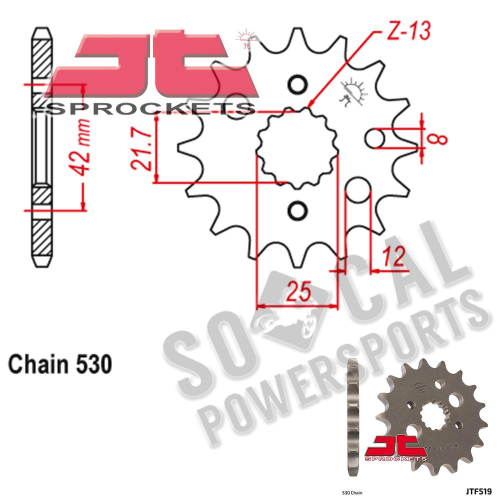 JT Sprockets - JT Sprockets Steel Front Sprocket - 16T - JTF519.16