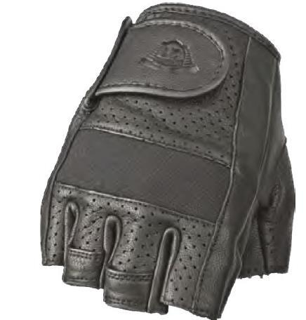 Highway 21 - Highway 21 Half Jab Perforated Leather Gloves - #5884 489-0018~5 - Black - X-Large