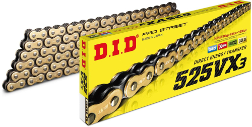 D.I.D - D.I.D 525VX3 Professional O-Ring Series Chain - 112 Links - Gold - 525VX3G112FB