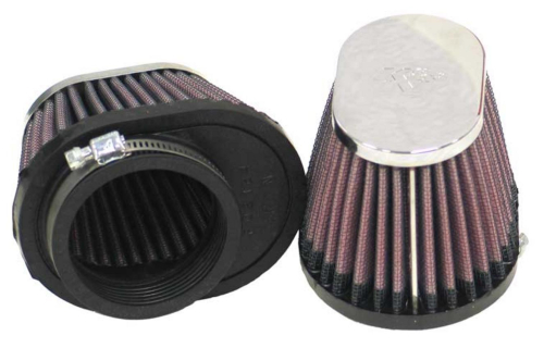 K&N Engineering - K&N Engineering Clamp-On Custom Oval Tapered Air Filter - Chrome End Cap - RC-0982