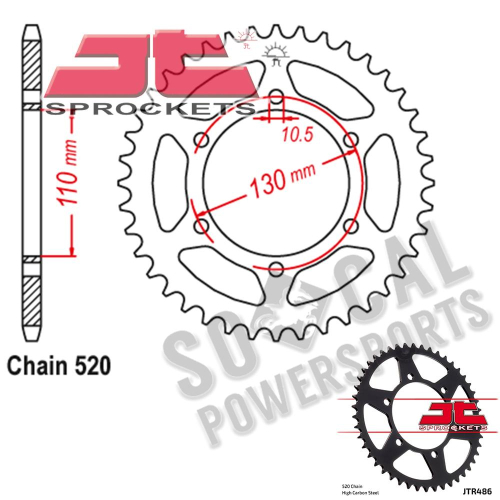 JT Sprockets - JT Sprockets Steel Rear Sprocket - 44T - JTR486.44