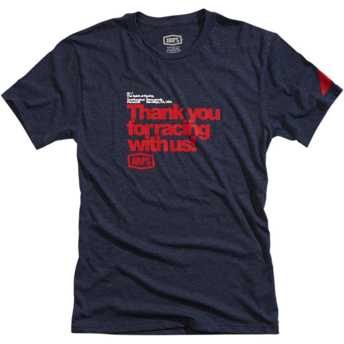 100% - 100% Thanks T-Shirt - 32102-015-12 - Blue Heather - Large