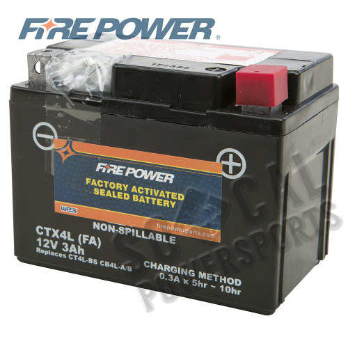 Fire Power - Fire Power Factory Activated Maintenance Free Sealed Battery - CTX4L-BS(FA)