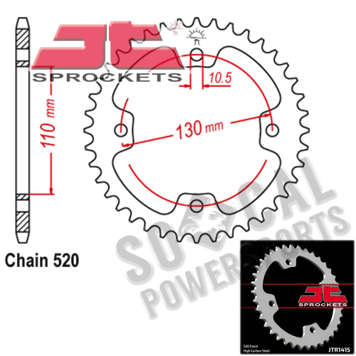 JT Sprockets - JT Sprockets Steel Rear Sprocket - 38T - JTR1415.38T