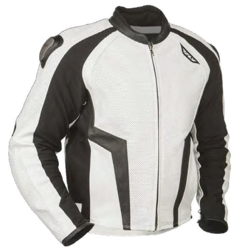 Fly Racing - Fly Racing Apex Leather Jacket - FLY SLJ WH sz40  SM - White/Black - Small