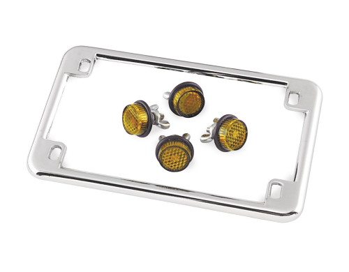 Chris Products - Chris Products License Plate Frame with Reflectors - Amber Reflectors - 0601