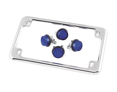 Chris Products - Chris Products License Plate Frame with Reflectors - Blue Reflectors - 0603