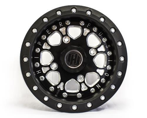 Hiper Wheel - Hiper Wheel Fusion Wheel - 14x8 - 4+4 Offset - 4/136,4/137 - Black with Single Beadlock Ring - 1480-KBKB4-44-SBL-BK