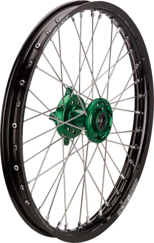 Moose Racing - Moose Racing SX-1 Complete Front  Wheel - 21in.x1.60in. - Black Wheel/Green Hub - KFN-16021-BKGN