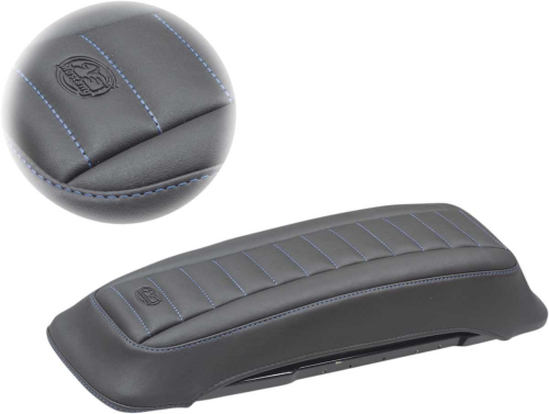 Mustang - Mustang Saddlebag Lid Cover - Deluxe Black/Sky Blue - 77637SB